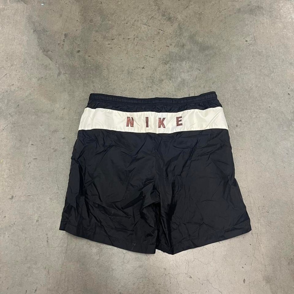 Vintage‎ 90s black tag embroidered front and back logo nylon Nike shorts